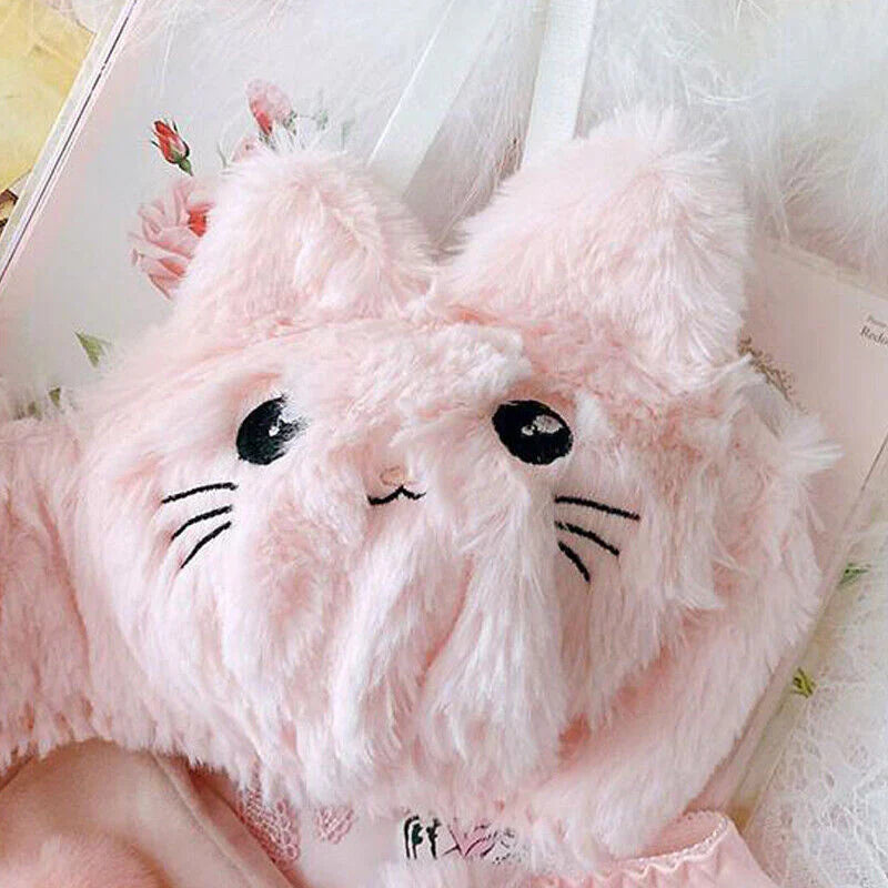 Sexy Cute Kitty Anime Soft Plush Design Bra & Panty